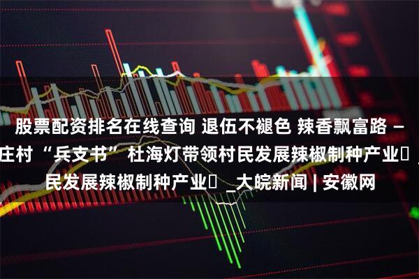 股票配资排名在线查询 退伍不褪色 辣香飘富路 —— 萧县新庄镇马郑庄村 “兵支书” 杜海灯带领村民发展辣椒制种产业​_大皖新闻 | 安徽网